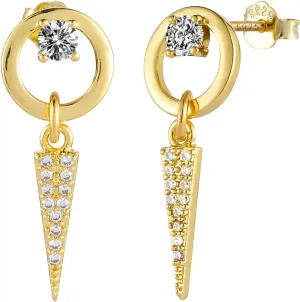 Gold Earrings for Women 14k Real Gold Plated 925 Sterling Silver Stud Earrings for Women Cubic Zirconia Earrings Studs