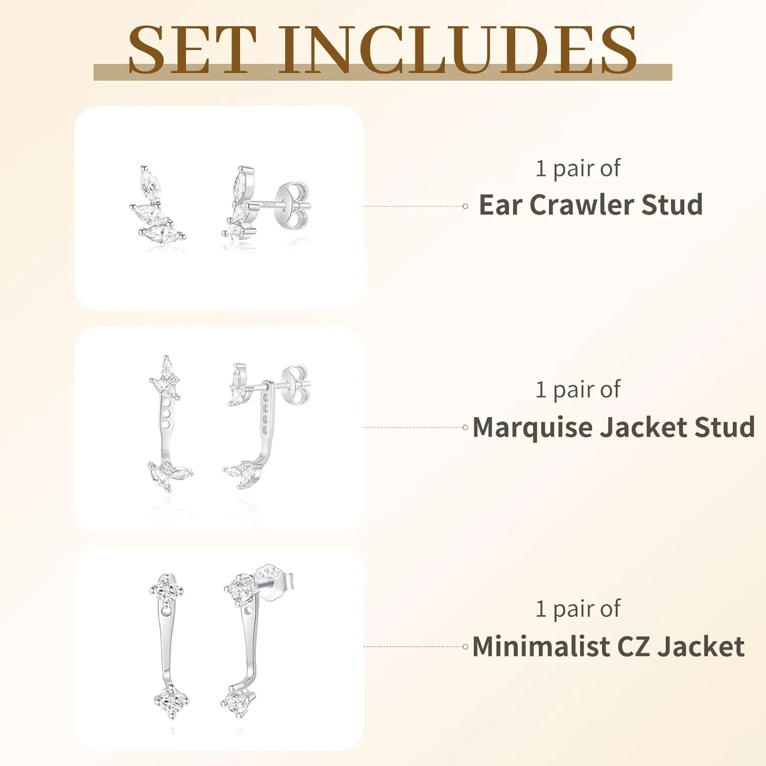 Gold Earrings Stacks for Women, 14K Gold Plated Hoop & Huggie Ear Jackets Set, CZ Hypoallergenic Small Earrings  Trendy 2025
