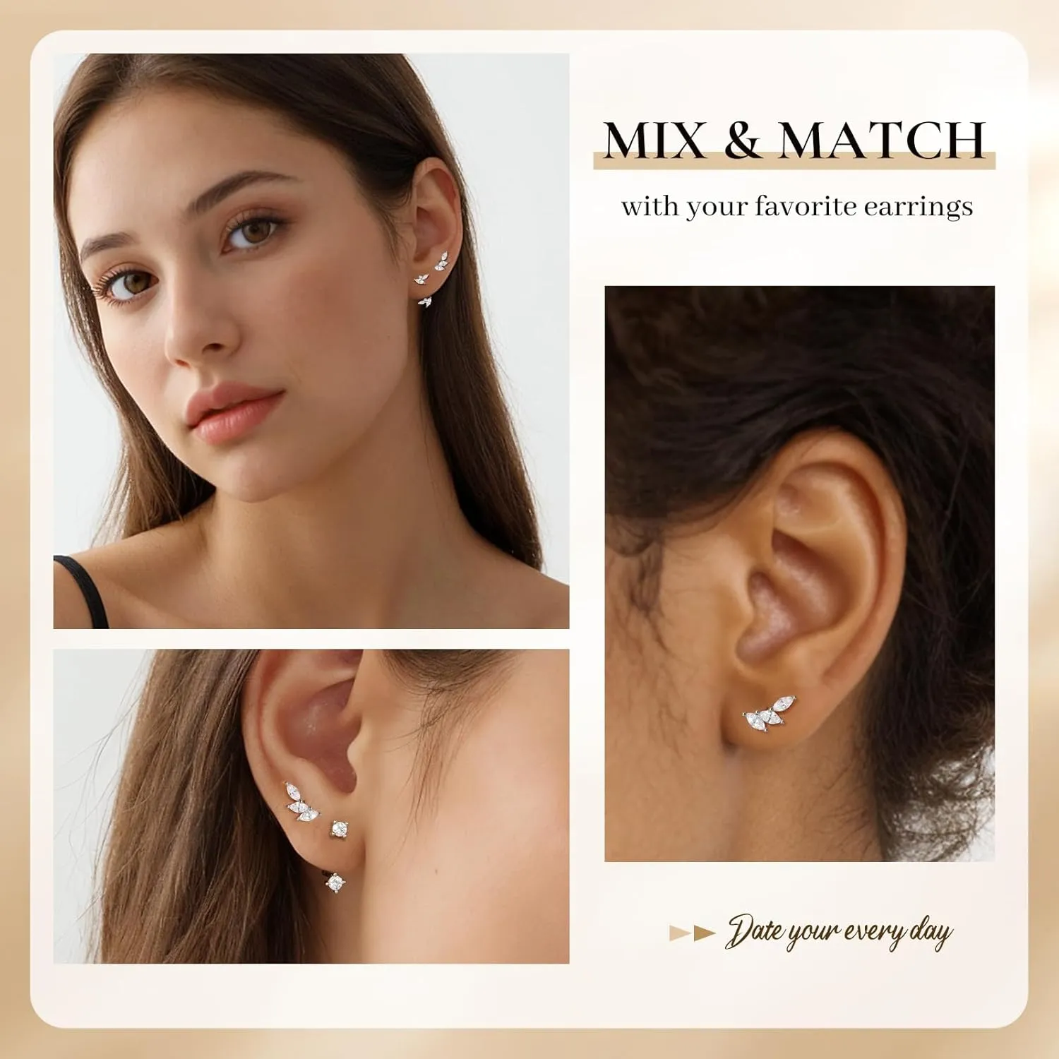 Gold Earrings Stacks for Women, 14K Gold Plated Hoop & Huggie Ear Jackets Set, CZ Hypoallergenic Small Earrings  Trendy 2025