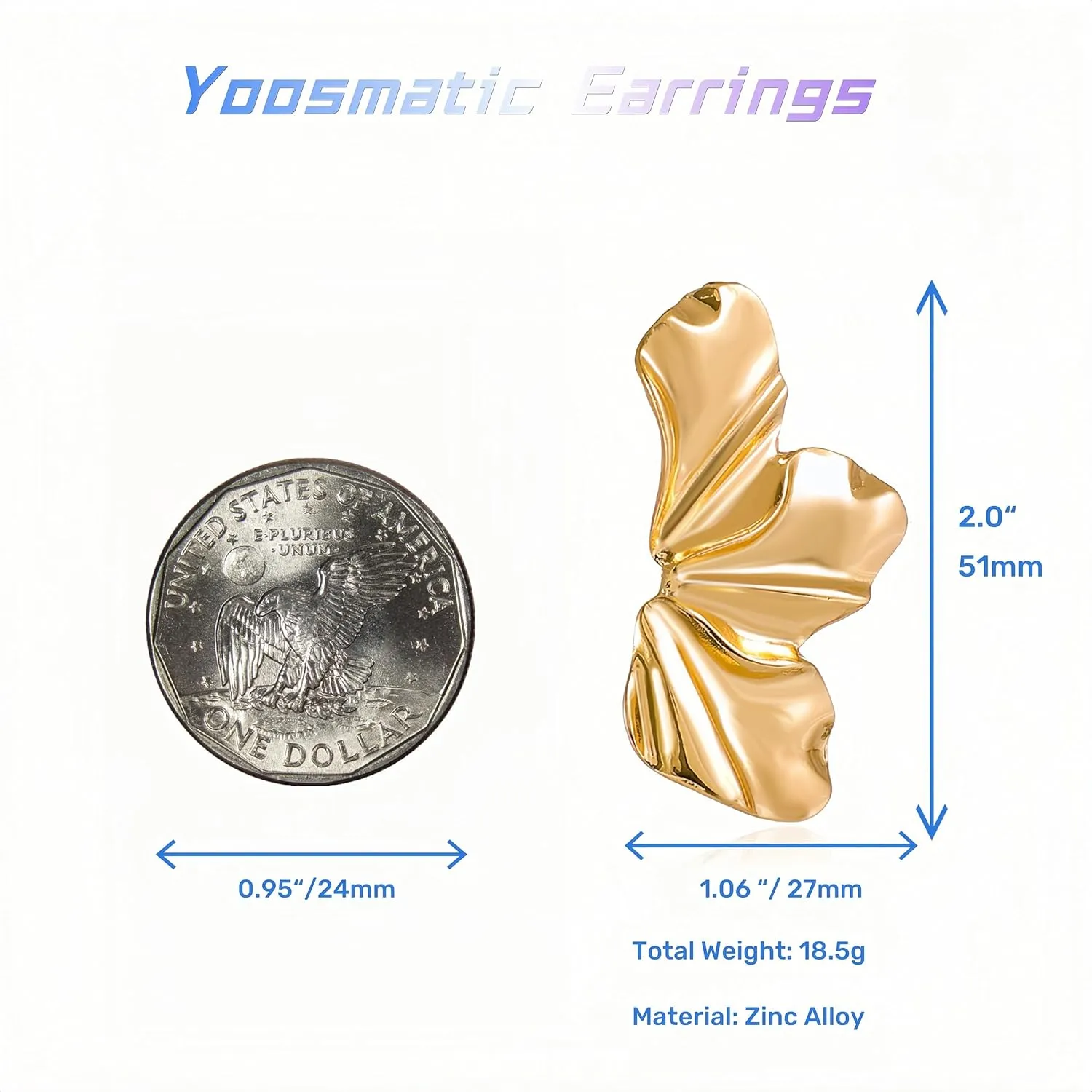 Gold Flower Earrings 14K Gold Plated Flower Dangle Drop Irregular Sparkling Dainty Earrings for Women Gift, Exaggerated Statement Earrings Punk Gold Jewelry