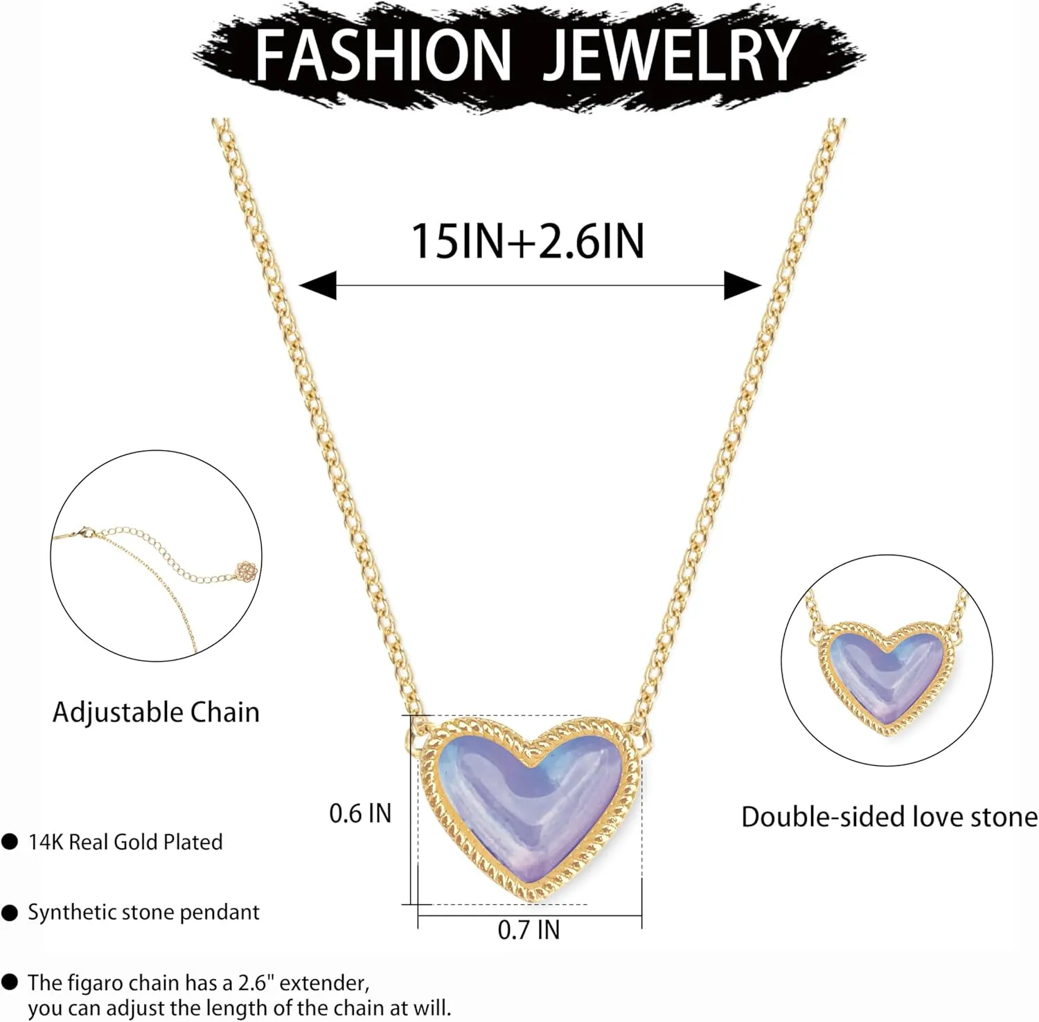 Gold Heart Necklace For Women,14k Gold Plated Heart Synthetic Gemstone Pendant Dainty Gold Necklace Delicate Box Gold Womens Non Tarnish Jewelry Valentine's Day Birthday Gifts For Women Her Y2k Accessories