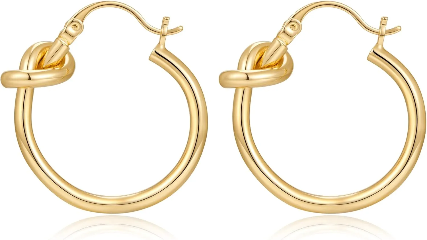 Gold Hoop Earrings for Women 18K Gold Plated Knot Hoop Earrings Statement Lightweight Thick Trendy Small Gold Open Hoops Fashion Jewelry
