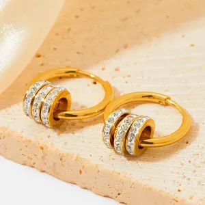 Gold Hoop Earrings with Sparkling Cubic Zirconia Crystal Charms  18K Gold Plated, Elegant Dangle Hoops for Women  Minimalist & Trendy Statement Jewelry