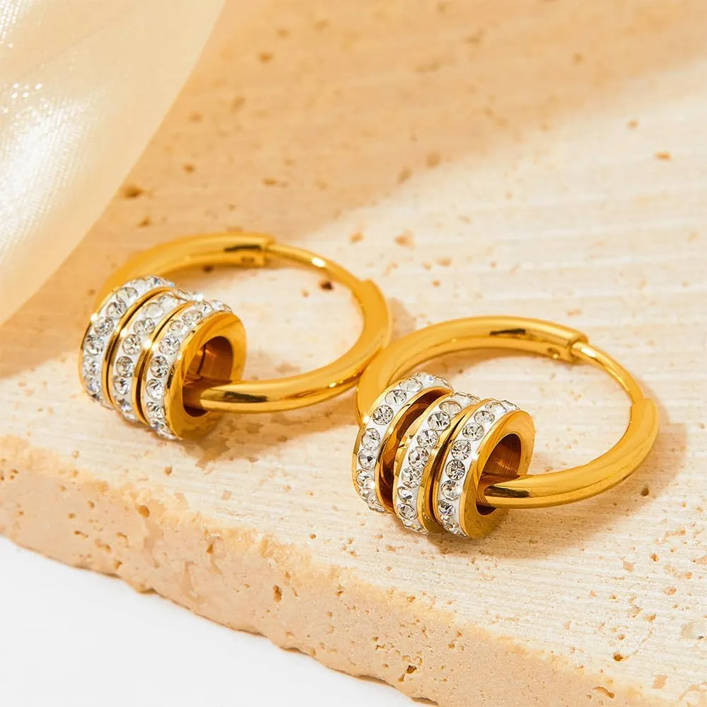 Gold Hoop Earrings with Sparkling Cubic Zirconia Crystal Charms  18K Gold Plated, Elegant Dangle Hoops for Women  Minimalist & Trendy Statement Jewelry
