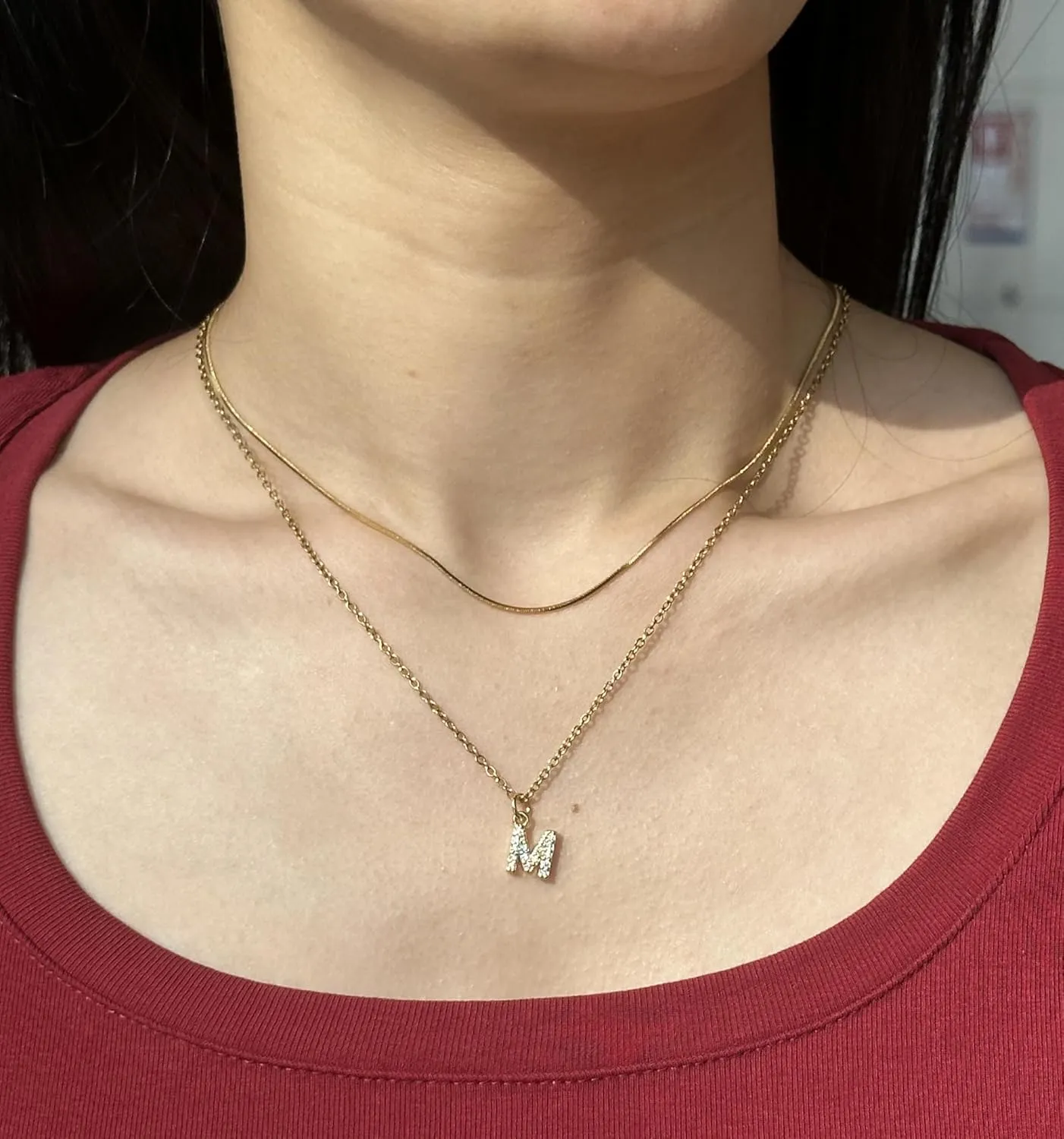 Gold Layered Initial Necklace - Dainty Gold Initial Personalized Necklaces for Women Trendy, 18K Gold Plated Letter A-Z Necklace, Gold Jewelry for Women