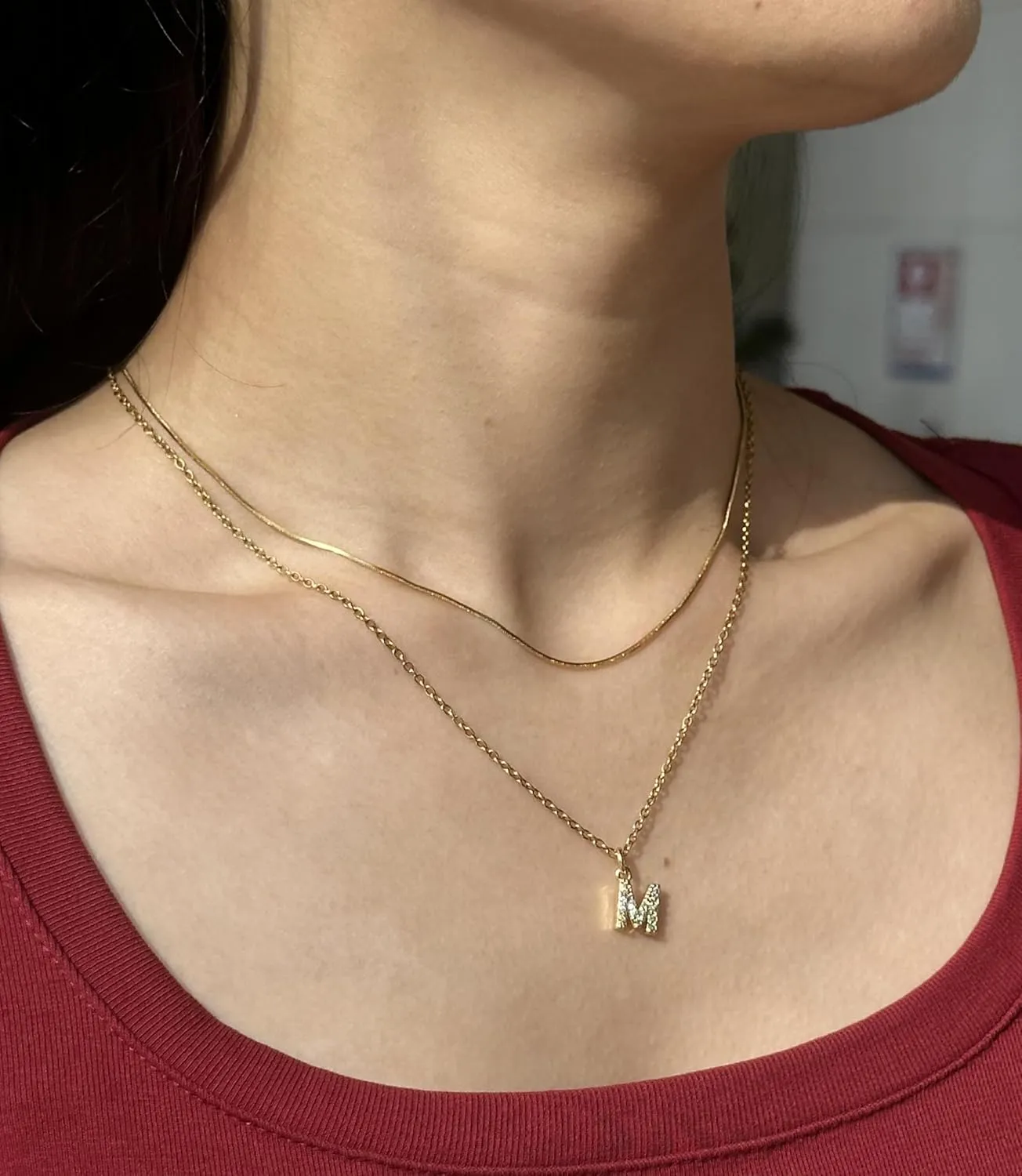 Gold Layered Initial Necklace - Dainty Gold Initial Personalized Necklaces for Women Trendy, 18K Gold Plated Letter A-Z Necklace, Gold Jewelry for Women
