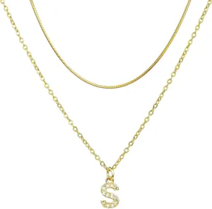 Gold Layered Initial Necklace - Dainty Gold Initial Personalized Necklaces for Women Trendy, 18K Gold Plated Letter A-Z Necklace, Gold Jewelry for Women