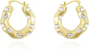 Gold Plated Huggie Hoop Earrings for Women, Vintage Flower Star Rose Heart Sunflower Huggie Hoop Earrings Cubic Zircon Square Diamond Enamel Large Hoop Dangle Earrings Jewelry Gift for Her