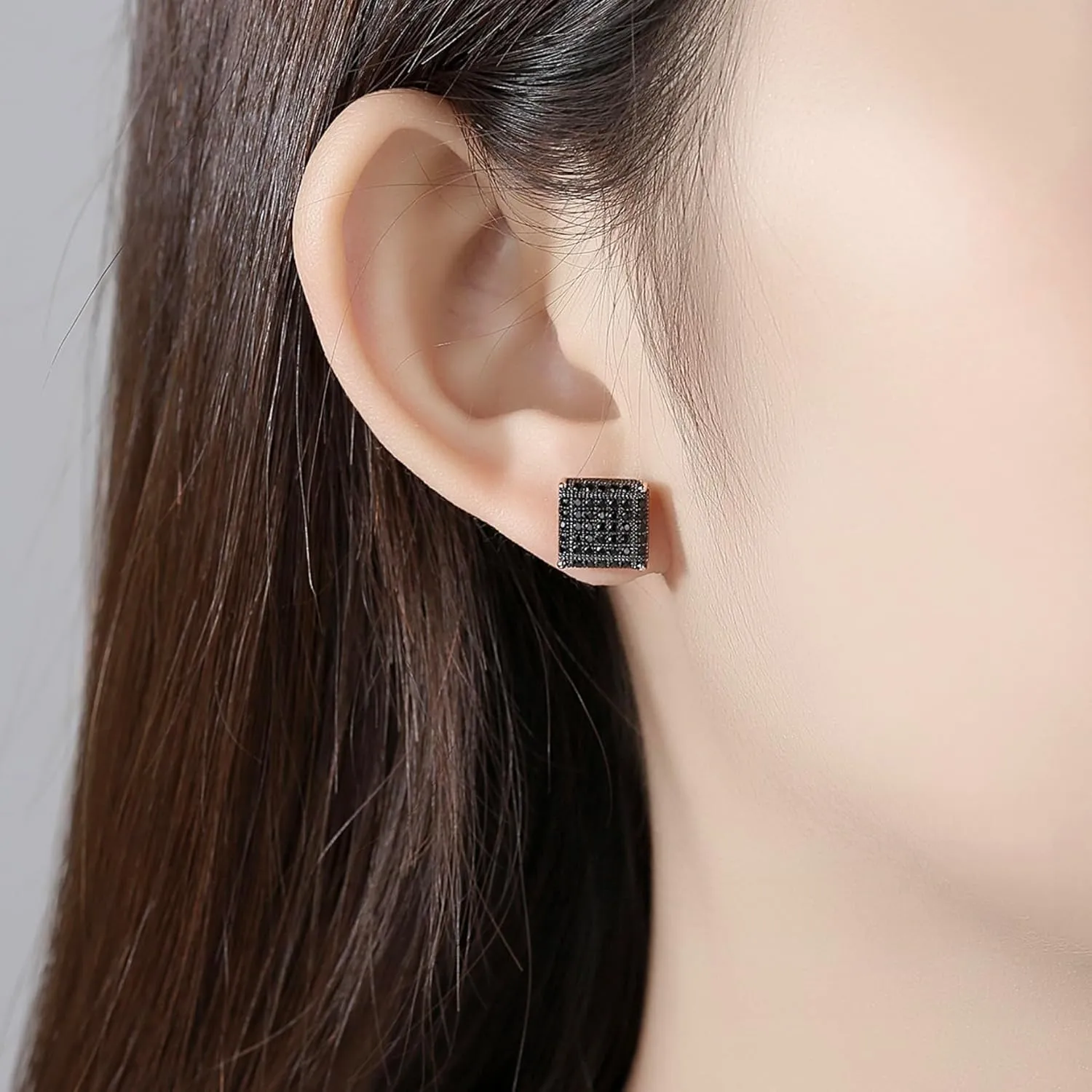 Gold Plated Sparkly Simple Square Shaped Pave Clear AAAAA Australia Cubic Zirconia Stud Earrings Fashion Jewelry for Unisex Adult