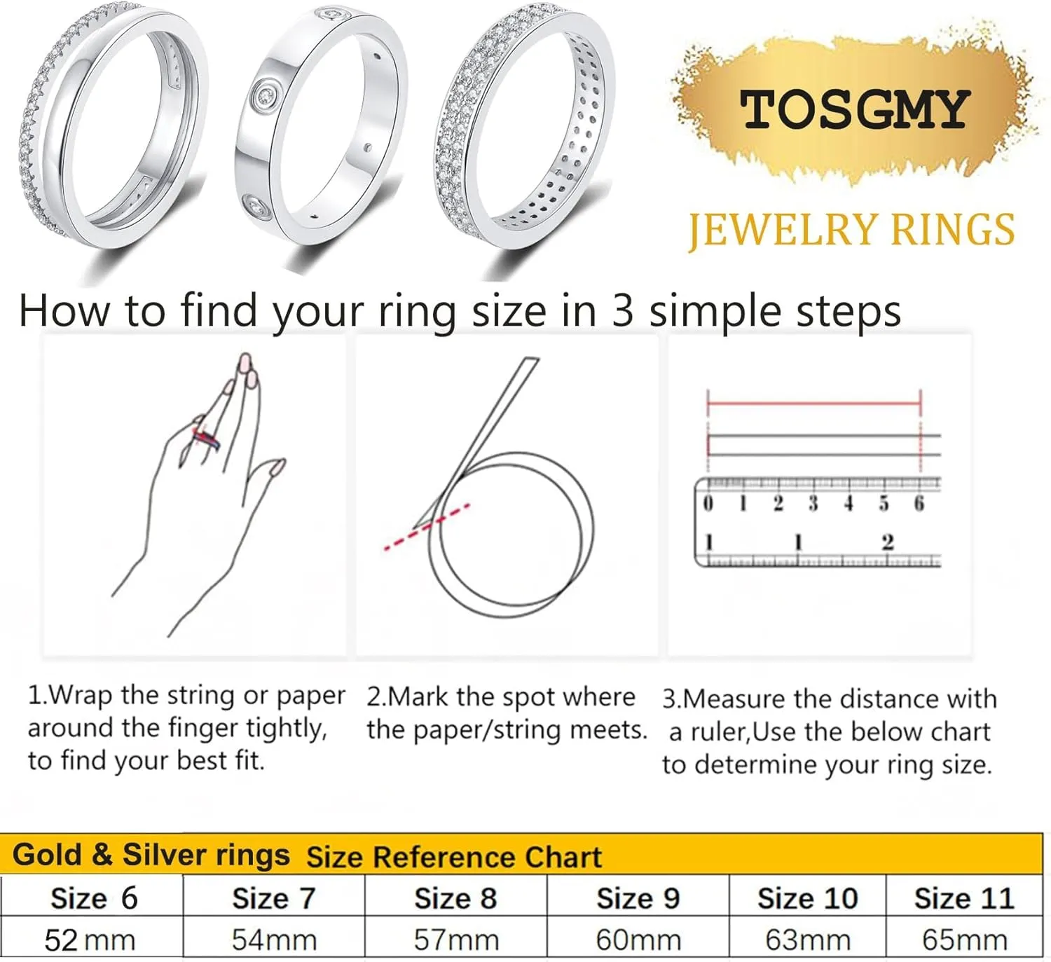 Gold Silver Rings for Women Non Tarnish Stackable Rings Trendy Dainty 18K Gold Plated Stacking Cubic Zirconia Thumb Ring Set Love Friendship Dual Band Rings Promise Wedding Engagement Rings Size 6 7 8 9 10 11