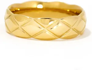 Gold Stackable Band Rings for Women Men, Infinity Cross Anniversary Wide Band, 18K Gold Plated Stainless Steel, Hypoallergenic Non-Tarnish, Size 5 6 7 8 9
