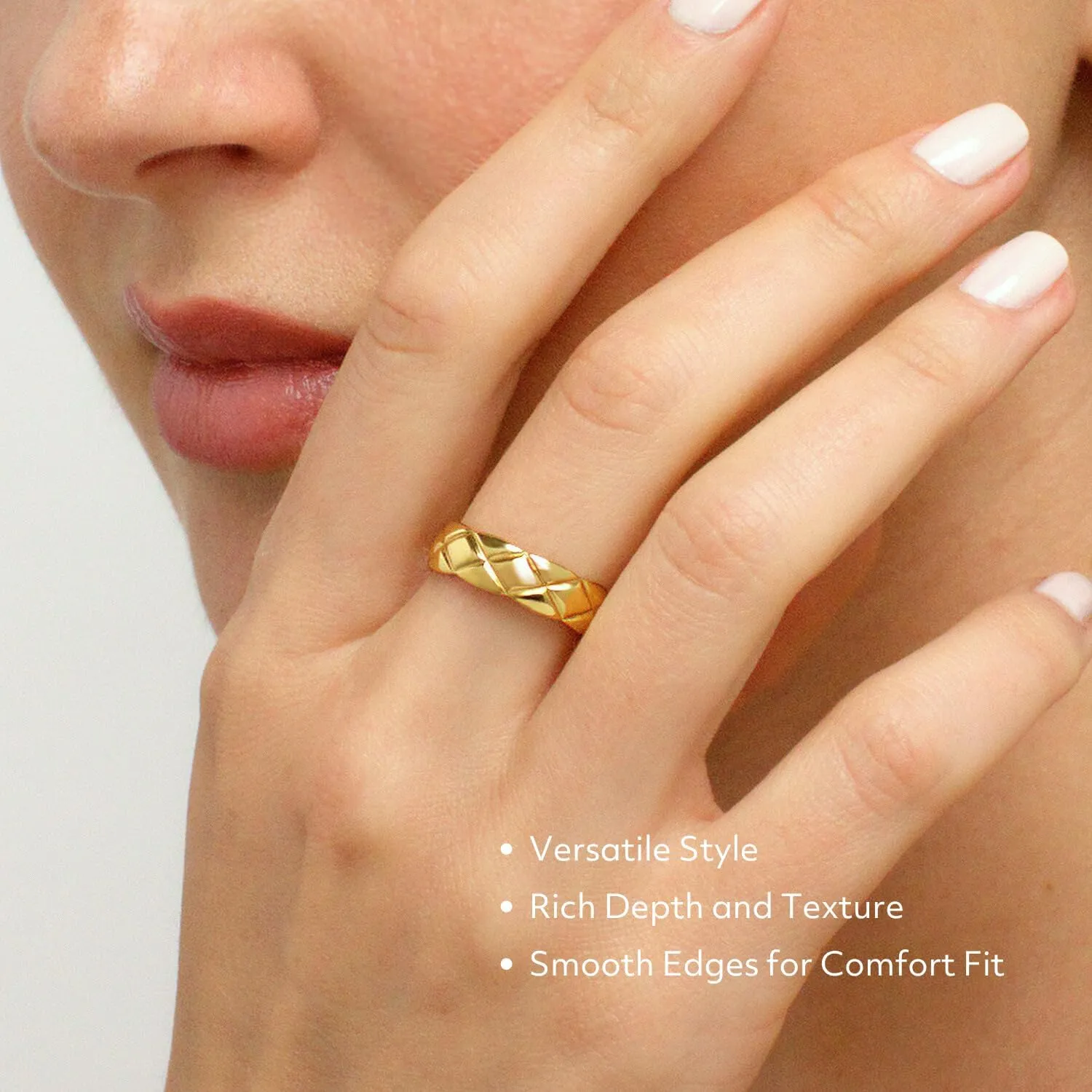 Gold Stackable Band Rings for Women Men, Infinity Cross Anniversary Wide Band, 18K Gold Plated Stainless Steel, Hypoallergenic Non-Tarnish, Size 5 6 7 8 9