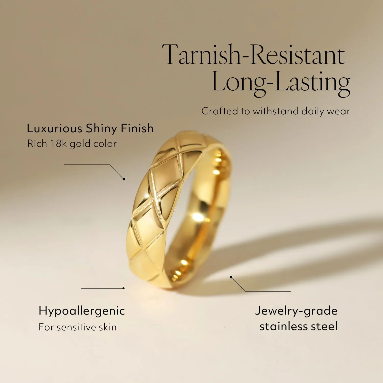 Gold Stackable Band Rings for Women Men, Infinity Cross Anniversary Wide Band, 18K Gold Plated Stainless Steel, Hypoallergenic Non-Tarnish, Size 5 6 7 8 9
