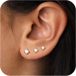 Gold Stud Earrings Set for Women, Hypoallergenic Dainty 14k Gold Stud Earrings Cartilage Tragus Earrings Set for Multiple Piercing , Lightweight Gold Cubic Zirconia Stud Earrings Trendy Small Tiny Earrings Stacks Set Gold Jewelry Gifts