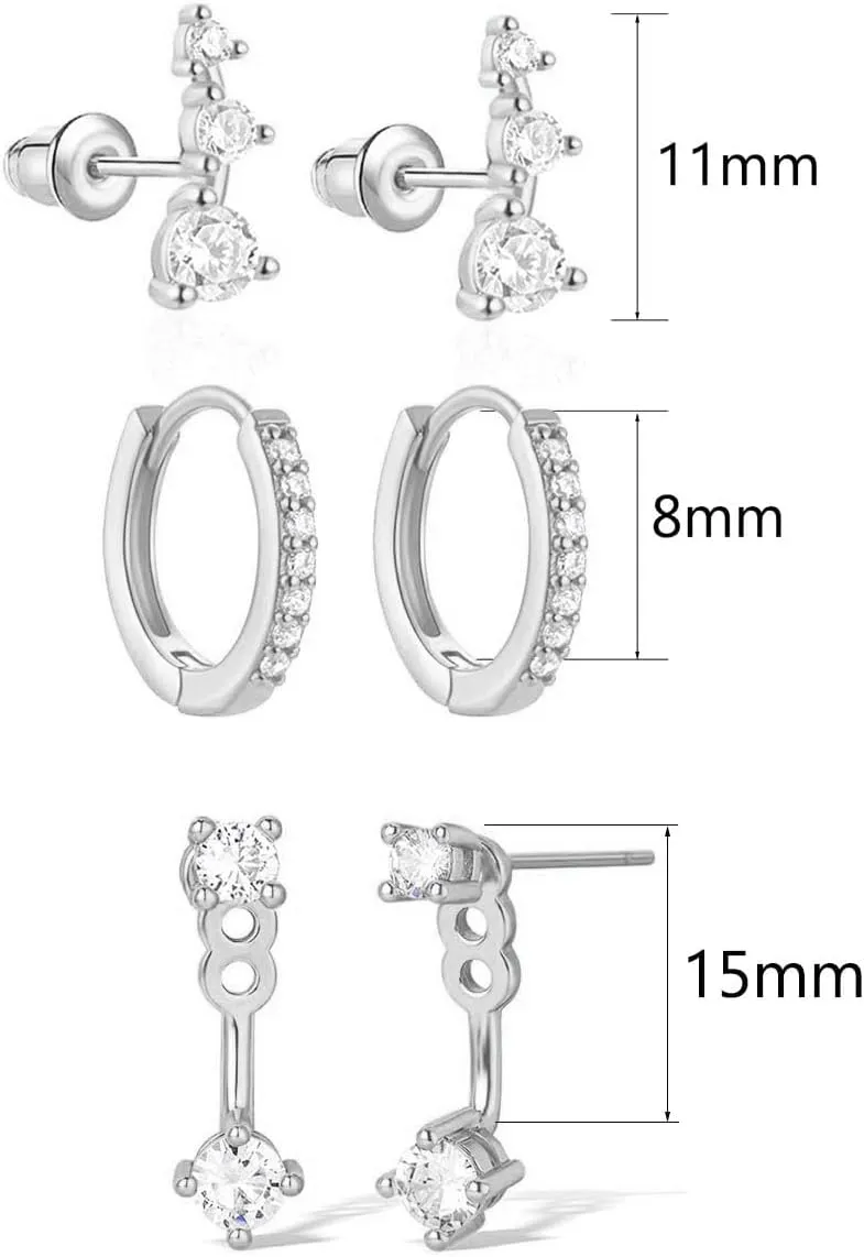 Gold/Silver Earrings for Women Trendy Jacket Studs Earrings Stack 14k Gold Plated Small Hoop Huggie Earring Sets for Multiple Piercing Everyday Ear Cartilage Earring - Gold Jewelry Gifts For Women