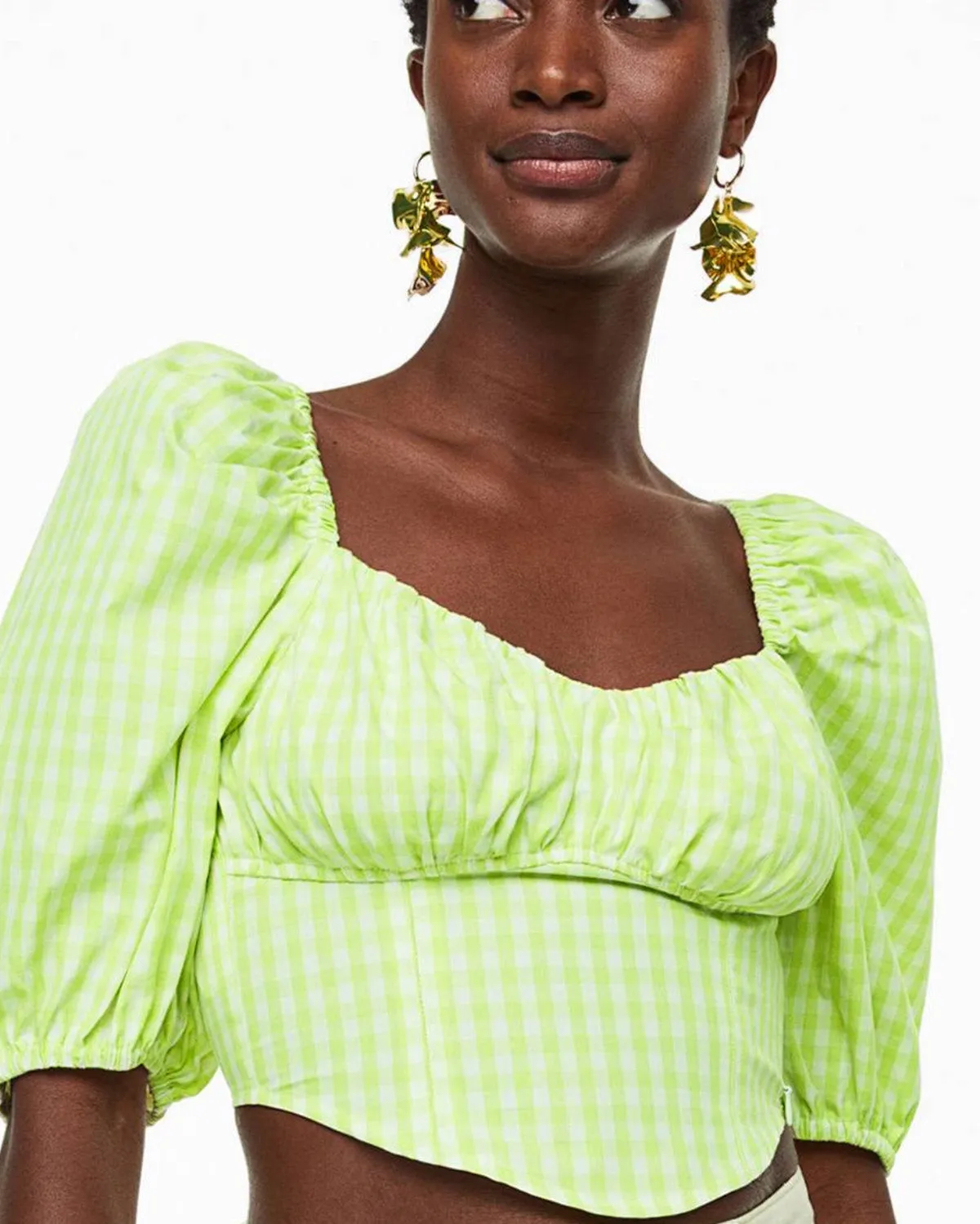 GREEN BUSTIER STYLE CROP TOP