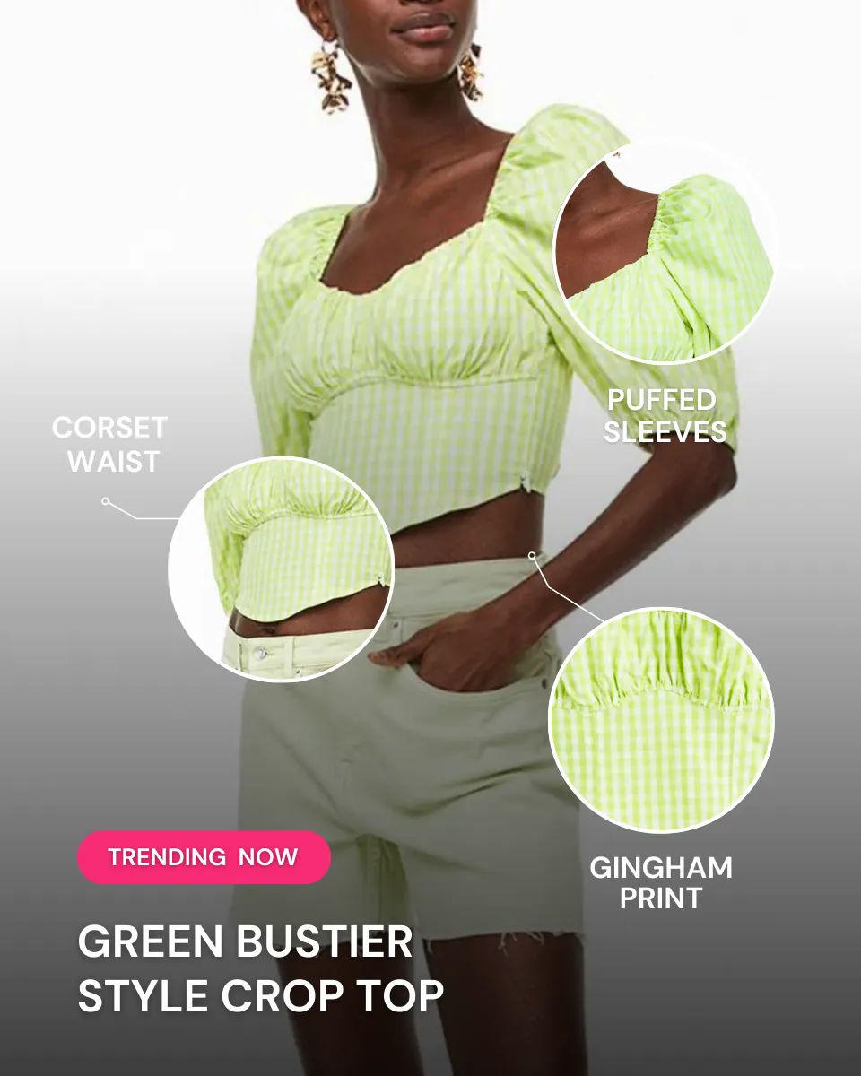 GREEN BUSTIER STYLE CROP TOP