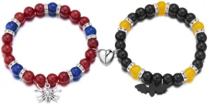 Halloween Spider Matching Bracelets Cute Spider Love Heart Matching Bracelet Y2K Natural Stone Resin Beads Bracelets Relationship Friendship Distance Matching Bracelet Halloween Jewelry Gifts