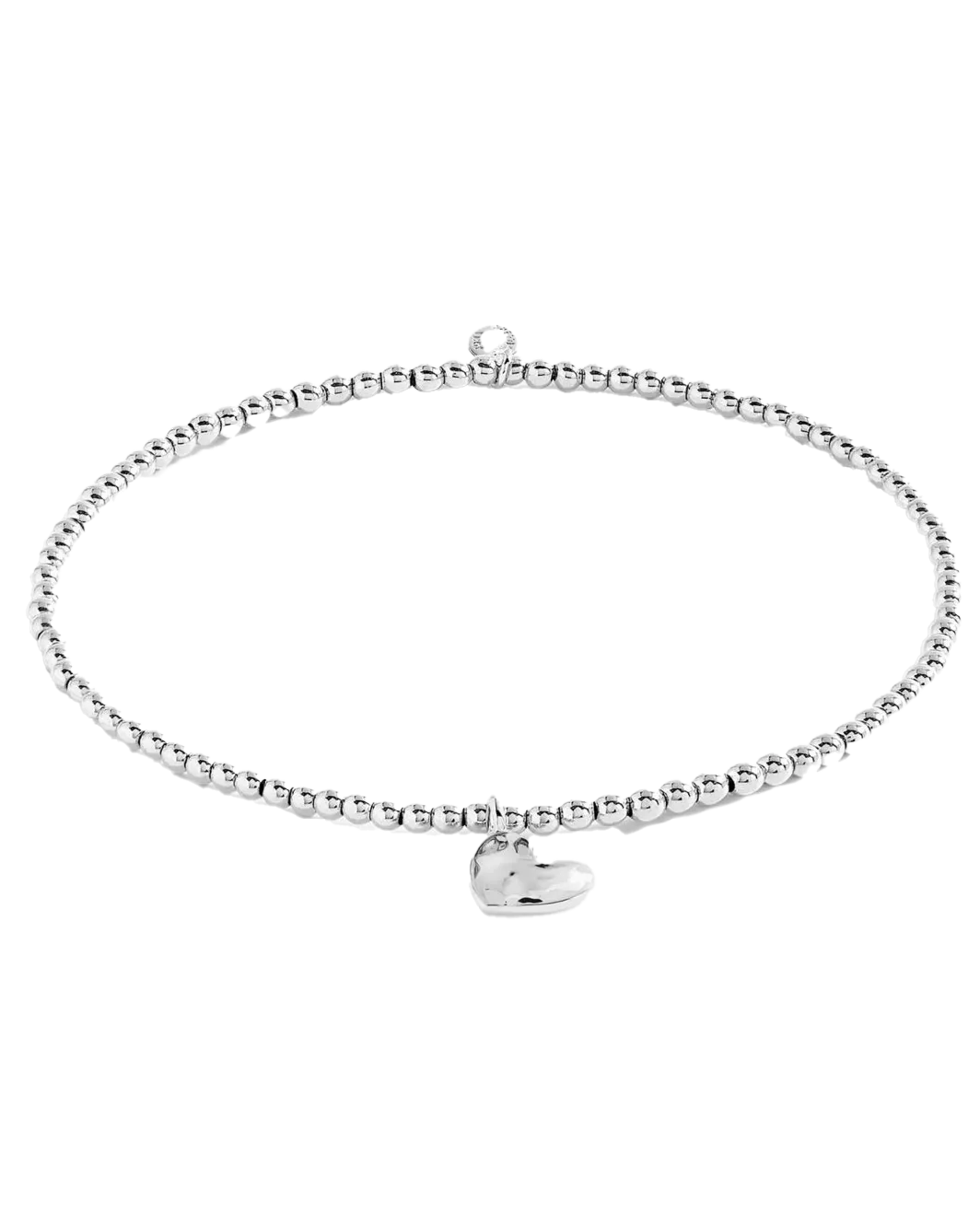 Hammered Heart Anklet in Silver