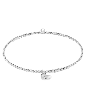 Hammered Heart Anklet in Silver
