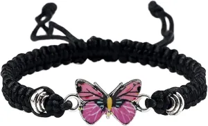 Handmade Woven Cute Colorful Butterfly Adjustable Braided Rope String Bracelets Matching Friendship Couple Sweet Bangle Jewelry for Women Men