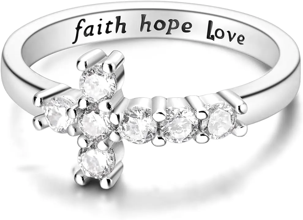 Hapour 925 Sterling Silver Rings for Women, Eternity Stacking Ring CZ Heart Cross Wedding Anniversary Promise Engagement Statement Ring, Animal Cat Flower Bee Daisy Ring Birthday Xmas Gift for Her