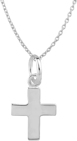 Hawaiian Silver Jewelry Cross Charm  Mini Cross Charm Necklace  Premium Italian Chain  High Polished Silver Cross Pendant