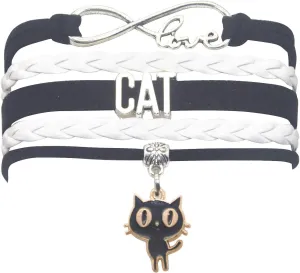 HCChanshi Cat Bracelet - Infinity Love Charm Bracelet for Women, Men, Adult Cat Lover, Cat Themed Gift