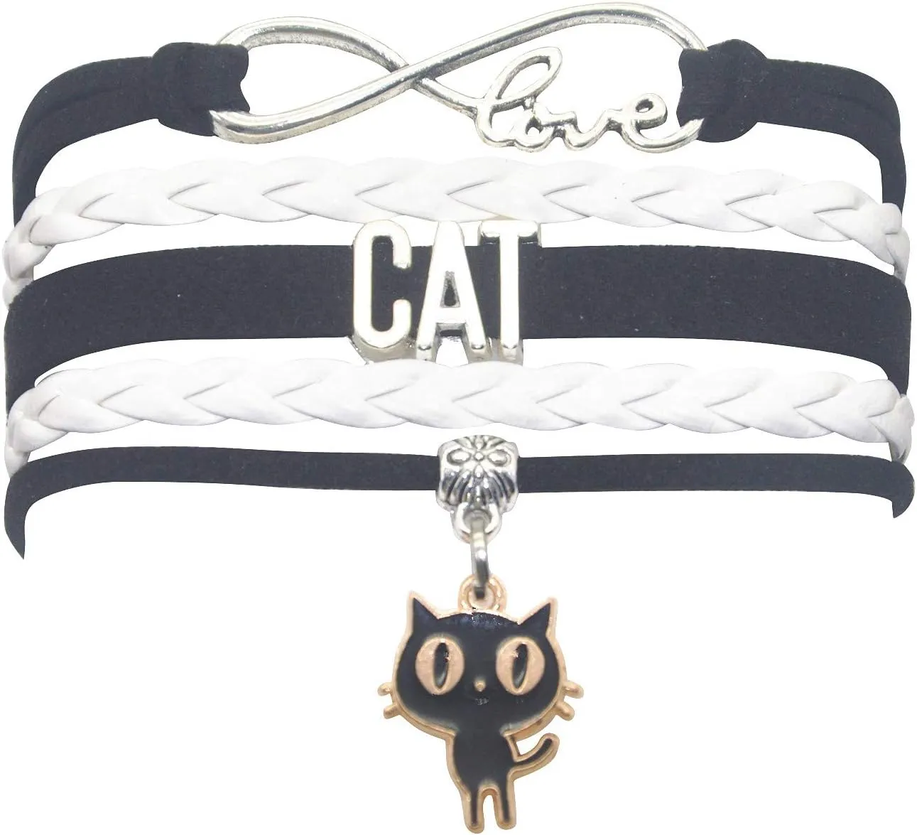 HCChanshi Cat Bracelet - Infinity Love Charm Bracelet for Women, Men, Adult Cat Lover, Cat Themed Gift