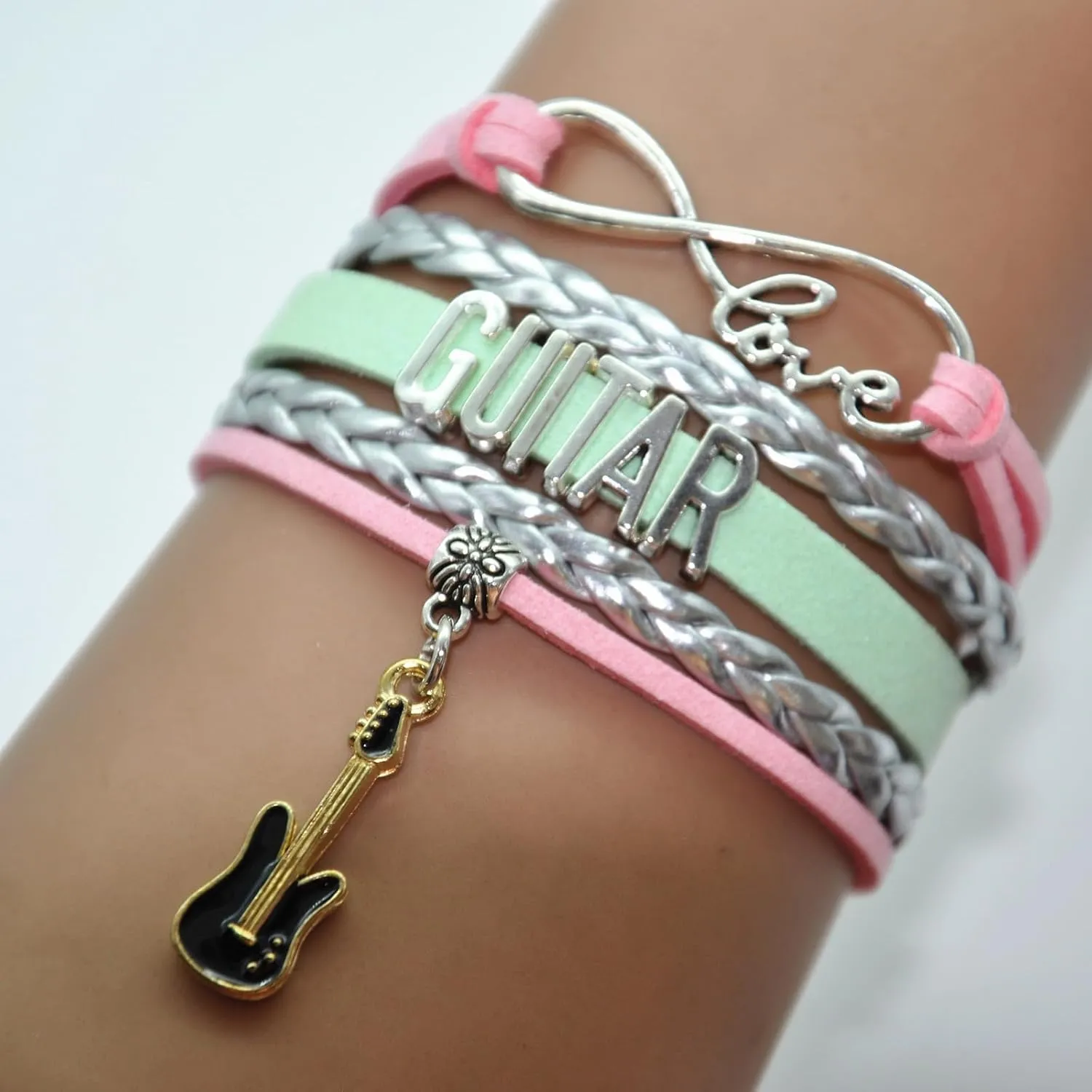 HCChanshi Guitar Bracelet - Infinity Love Music Bracelet Jewelry for Women, Men, Music Fans, Lovers, Teachers