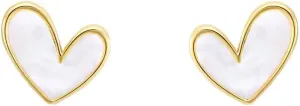 Heart Small Stud Earrings for Women Cute Gold Plated Sterling Silver Post Black/White/Red Enamel Heart Shaped Hypoallergenic Tiny Studs Fashion Minimalist Y2K Jewelry for Her