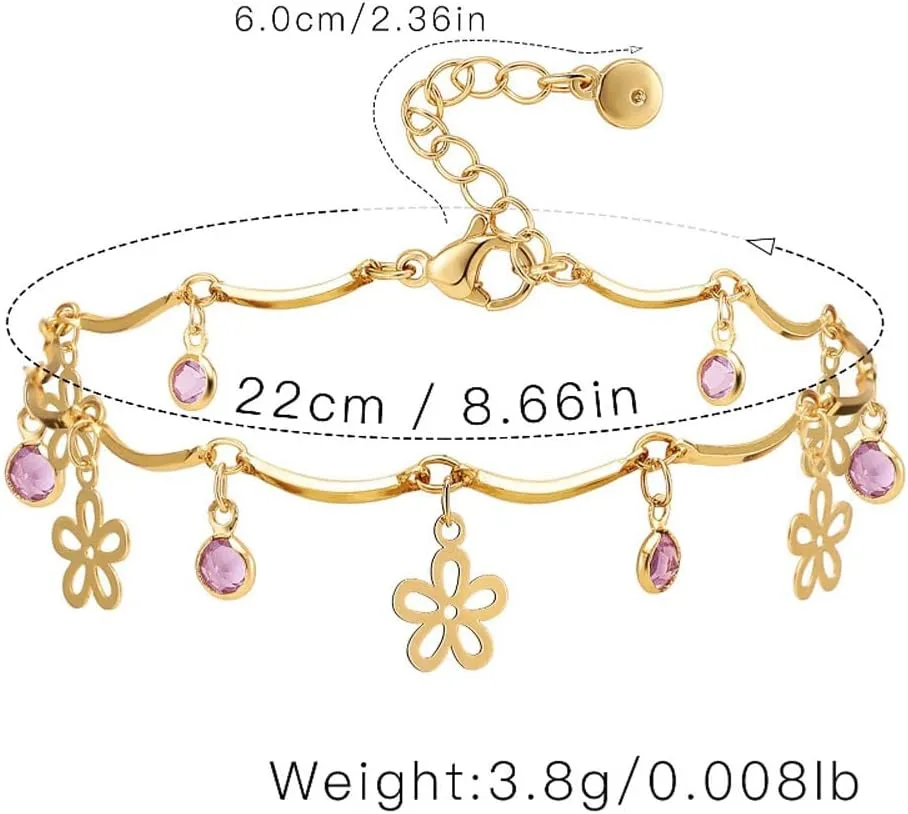 HEYu Dainty 14K Gold Plated Evil Eye Anklets Evil Eye/Four-Leaf Clover/Star/Cross/Leaves/Sun Charm Anklet Turkey Lucky Protection Jewelry