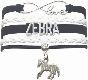 HHHbeauty Zebra Bracelet - Infinity Love Charm Bracelet For Women, Men, Zebra Lovers, Zebra Themed Gifts