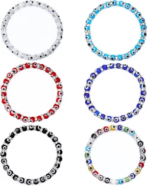 Hicarer 6 Pieces Evil Eye Bracelet Bracelets Turkish Glass Bead Jewelry Protection Amulet Lucky for Women Men