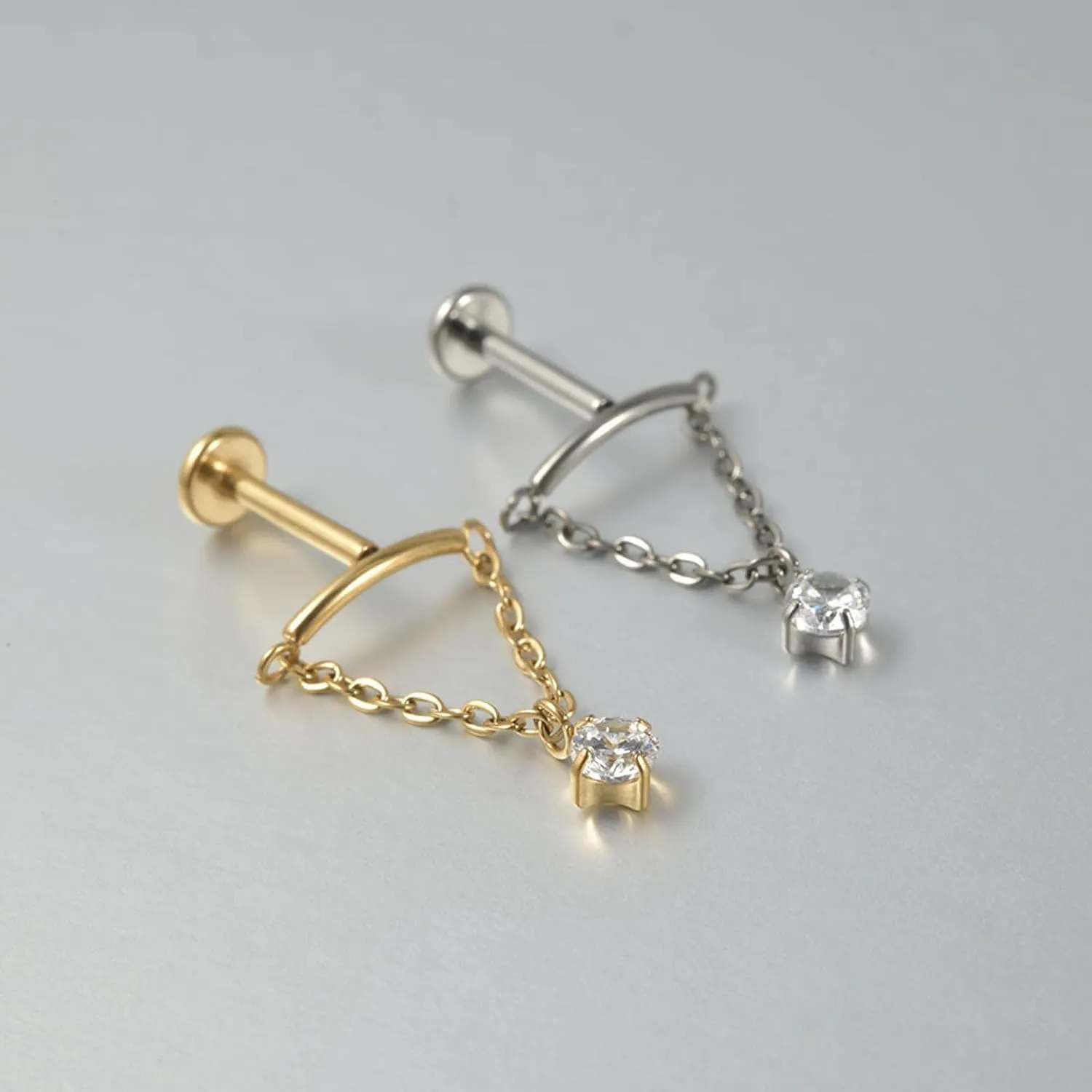 Hidden Helix Earring Dangle Threadless Flat Back Earrings for Women Helix Piercing Jewelry Hypoallergenic Cartilage Earring for Multiple Piercing Small Flatback Stud Earrings Womens Gifts for Christmas