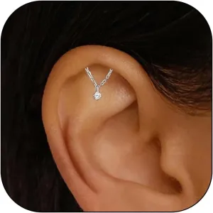 Hidden Helix Earring Dangle Threadless Flat Back Earrings for Women Helix Piercing Jewelry Hypoallergenic Cartilage Earring for Multiple Piercing Small Flatback Stud Earrings Womens Gifts for Christmas