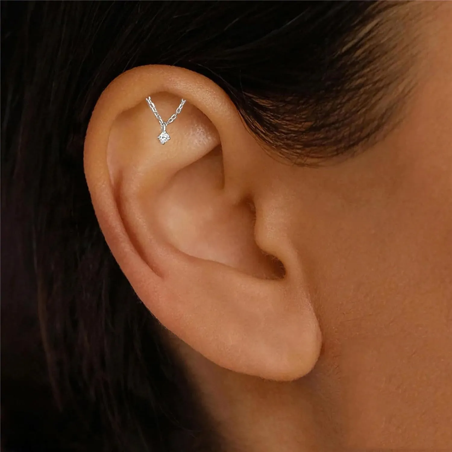 Hidden Helix Earring Dangle Threadless Flat Back Earrings for Women Helix Piercing Jewelry Hypoallergenic Cartilage Earring for Multiple Piercing Small Flatback Stud Earrings Womens Gifts for Christmas