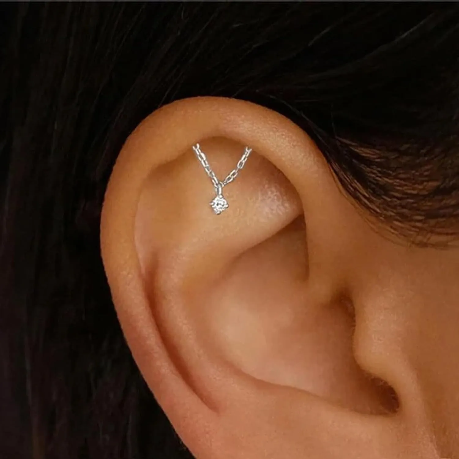 Hidden Helix Earring Dangle Threadless Flat Back Earrings for Women Helix Piercing Jewelry Hypoallergenic Cartilage Earring for Multiple Piercing Small Flatback Stud Earrings Womens Gifts for Christmas