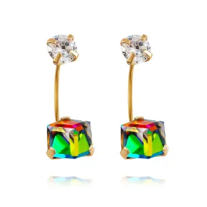 Hoberta14K Real Yellow Gold CZ Disco Cube Stud Earrings for Women and Girls - for Sensitive Ears, Small & Minimalist Studs Jewelry for mother's dayGifts (Cube)