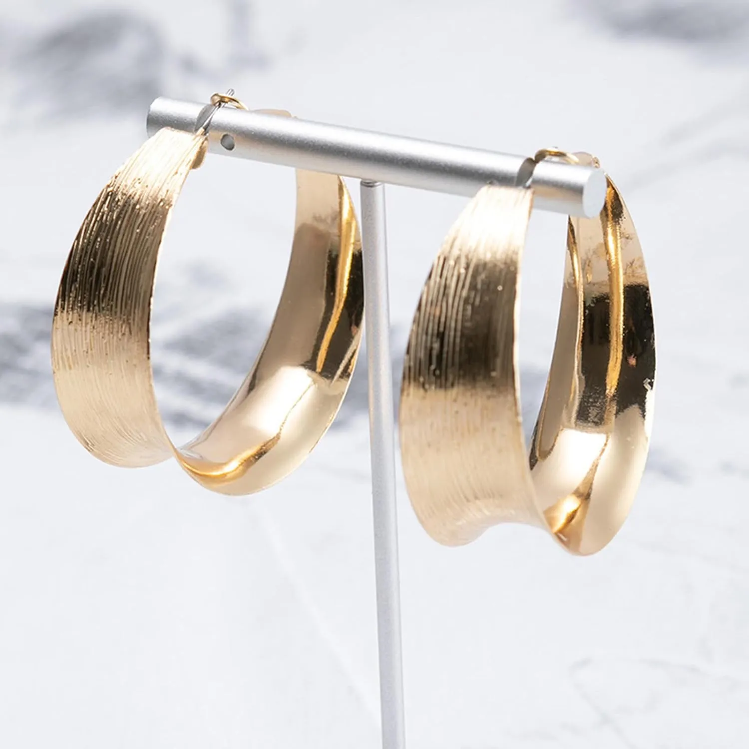 Hoop Earrings for Women Wide Hoop Earrings Large Big Flat Huggie Hoops Earrings Trendy Chunky Hoops Earrings Statement Earrings Jewelry for Women