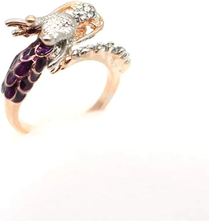 HSQYJ Dragon Ring Devil Tail Arrows Enamel Crystal Rings Gothic Dragon Engagement Anniversary Party Statement Rings Simple Fashion Creative Jewelry for Women Men Gift Plated Rose Gold