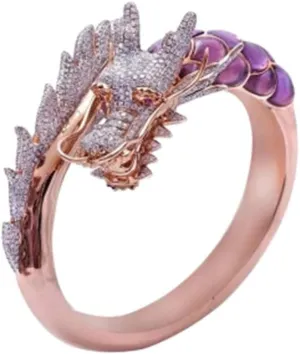 HSQYJ Dragon Ring Devil Tail Arrows Enamel Crystal Rings Gothic Dragon Engagement Anniversary Party Statement Rings Simple Fashion Creative Jewelry for Women Men Gift Plated Rose Gold