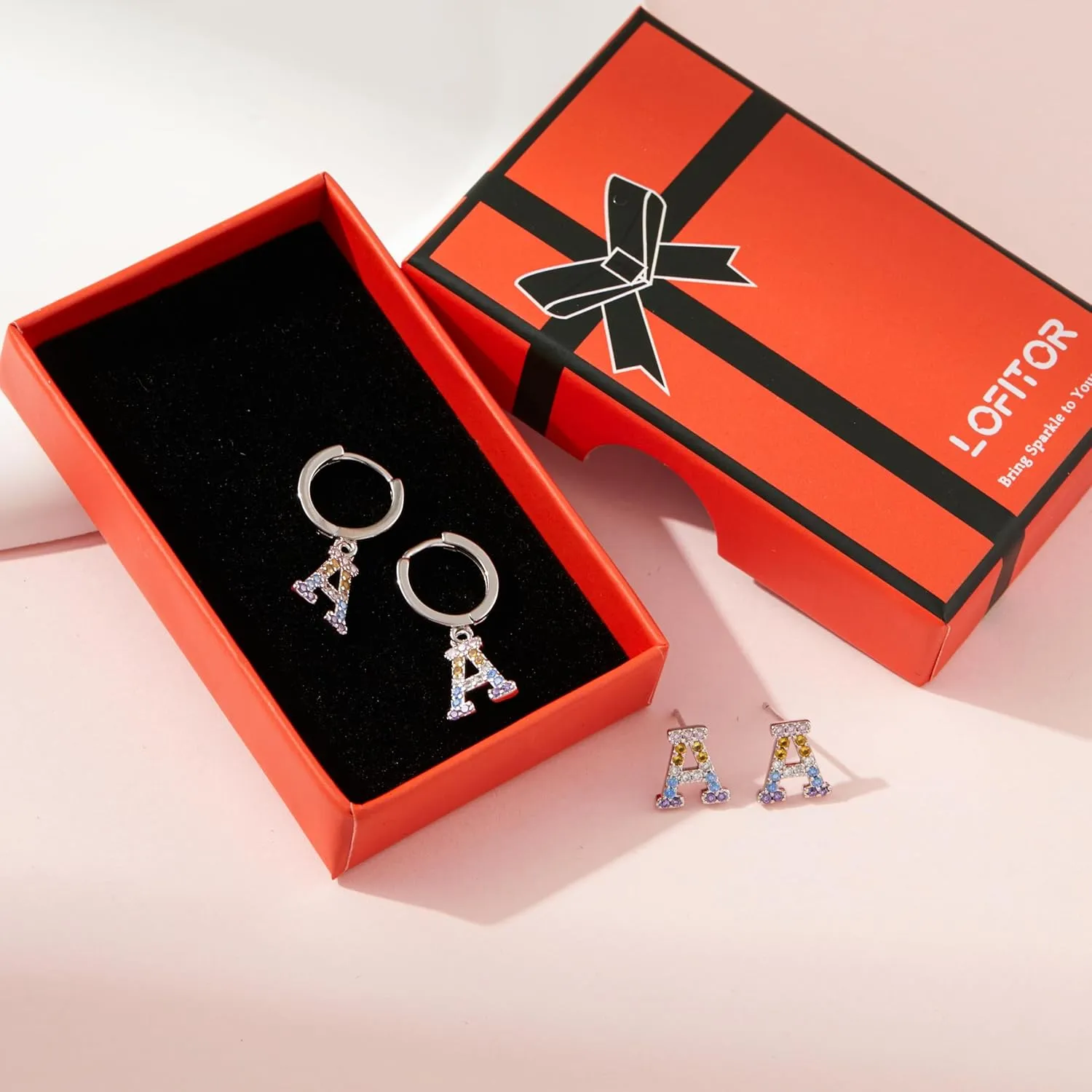 Hypoallergenic Earrings for Women Girls Sterling Silver 925-Littel Cute Kids Stud Hoop Initial Letter Dangle Earring Jewelry Present