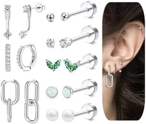Hypoallergenic Gold Flat Back Earrings Surgical Steel Earrings for Women Flatback Stud Earring Dainty Cartilage Stainless Steel Earring Stacks