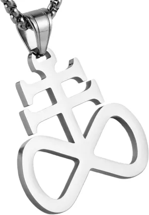 HZMAN Unisex Stainless Steel Church of Satan Satanic Leviathan Cross Pendant Necklace,Religions Jewelry
