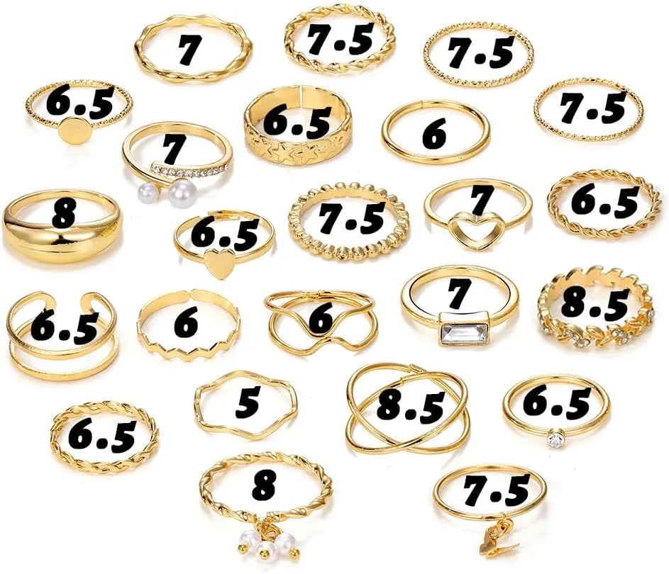 IFKM 51 Pcs Gold Knuckle Rings Set For Women Girls Vintage Stackable Joint Finger Midi Rings Dainty Cubic Zirconia Crystal Simple Twist Hollow Cute Rings Pack Jewelry Gift