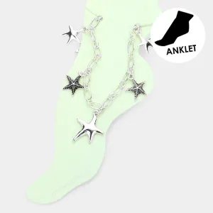 iLLASPARKZ Antique Metal Starfish Charm Station Anklet