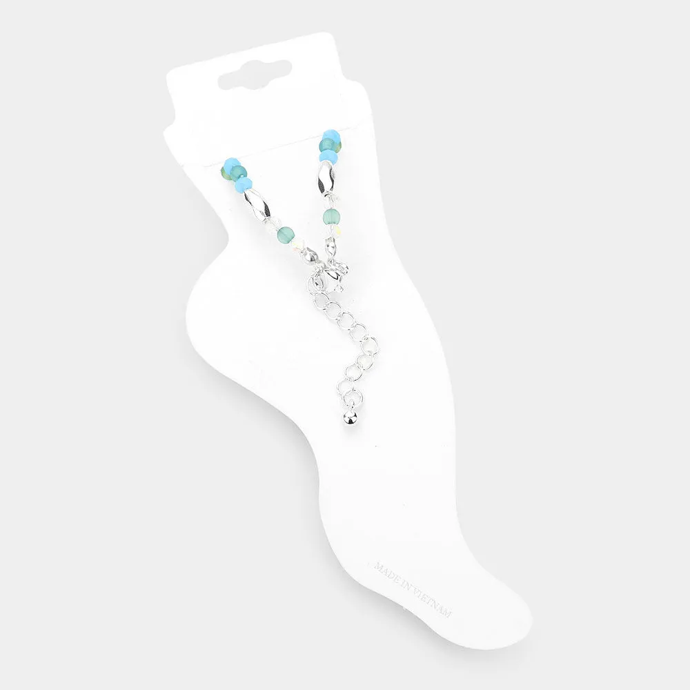 iLLASPARKZ Antique Metal Turtle Charm Beaded Anklet