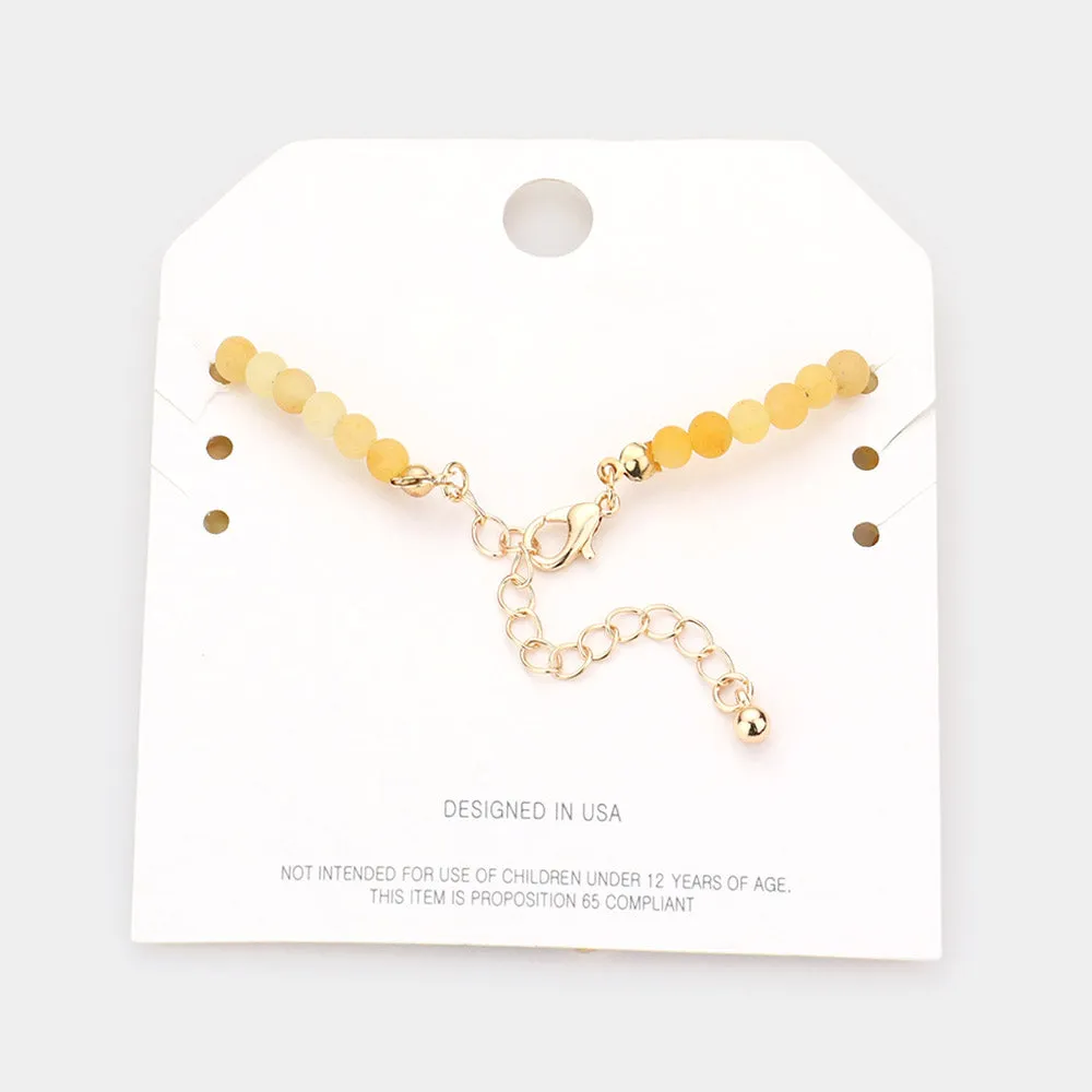 iLLASPARKZ Enamel Heart Charm Semi Precious Stone Anklet