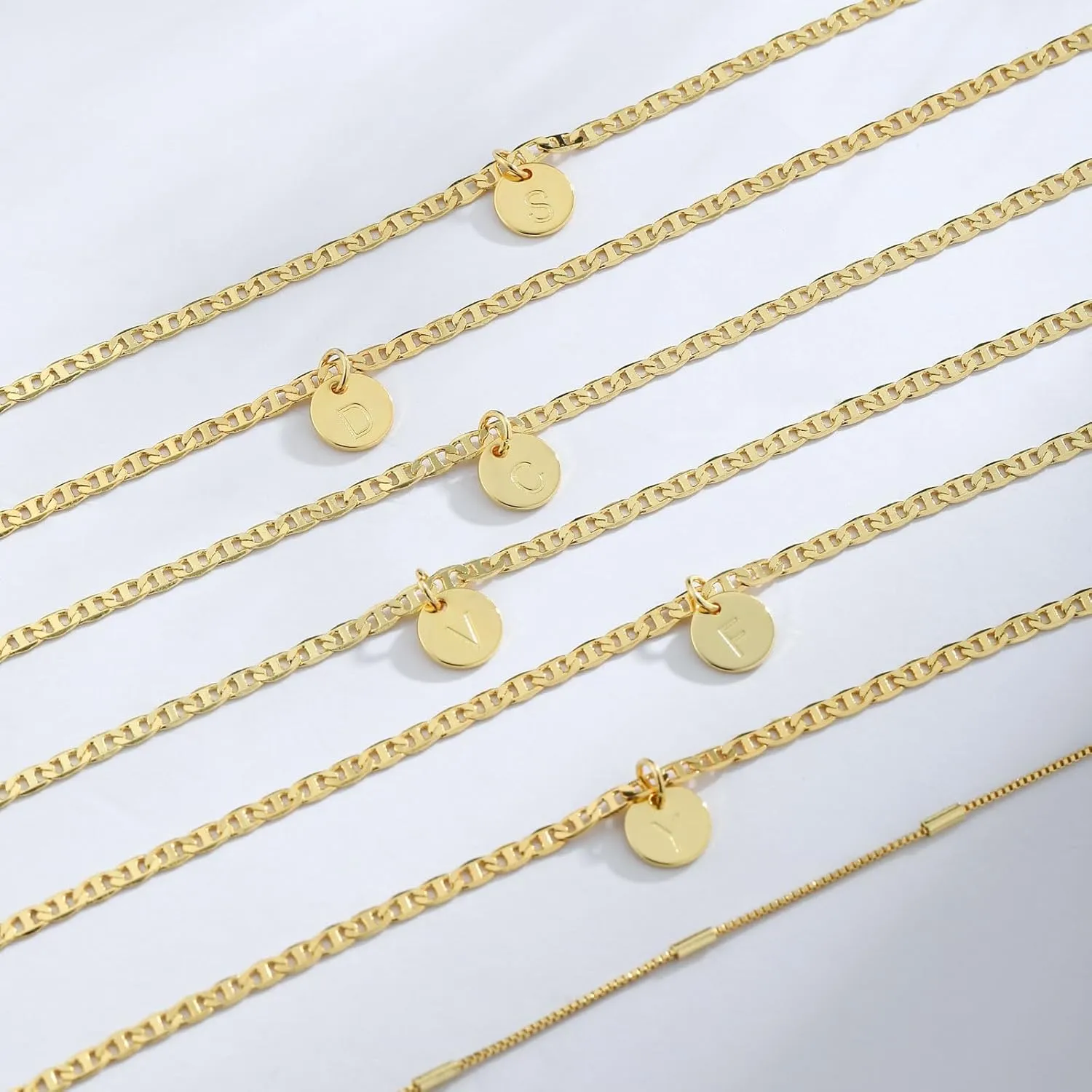 Initial Ankle Bracelets for Women 14K Gold Plated Dainty Layered Round Letter Anklets Beach Jewelry Gift